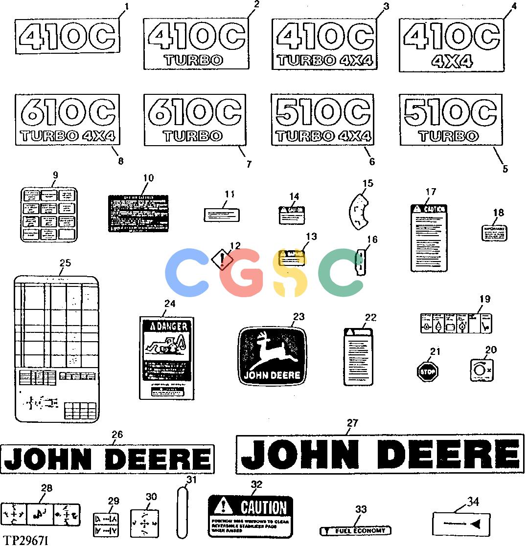 约翰迪尔零件查询410C - BACKHOE, LOADER DECALS AND LABELS [02I05]EPC John Deere online
