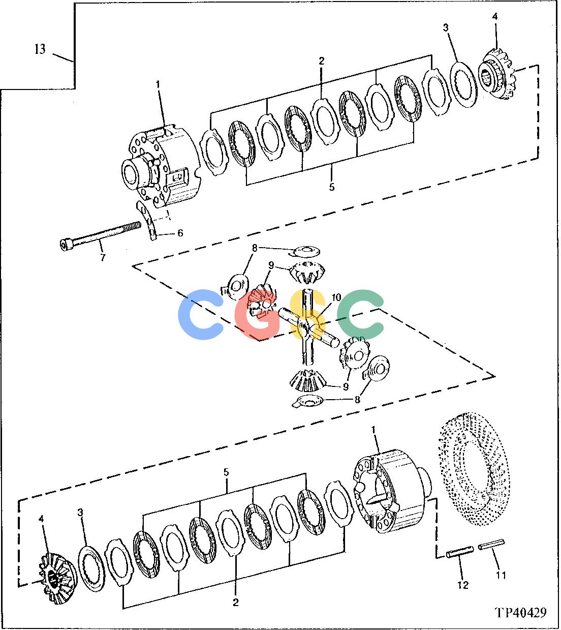 约翰迪尔零件查询410D - BACKHOE, LOADER Differential Case and Gears (w/MFWD) ( - 796854)EPC John Deere online