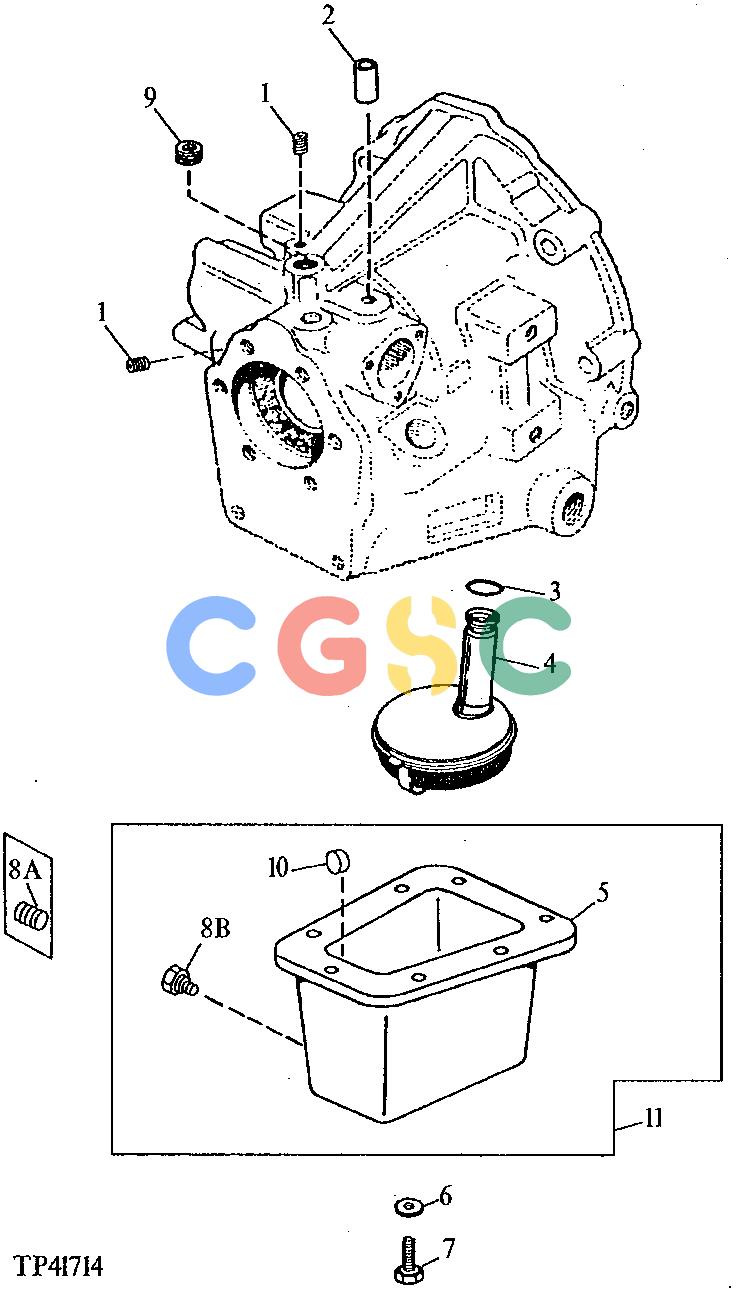 约翰迪尔零件查询315CH - BACKHOE, LOADER REVERSER OIL PAN AND SUCTION FILTER [01D11]EPC John Deere online