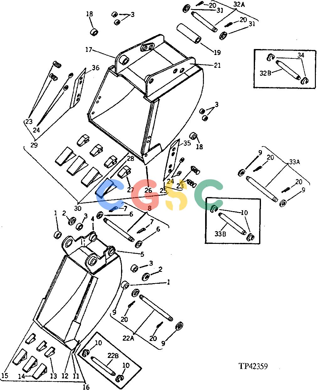 约翰迪尔零件查询9550 - BACKHOE STANDARD BUCKETS 12 AND 16-INCH (304 MM AND 406 MM) [A19]EPC John Deere online