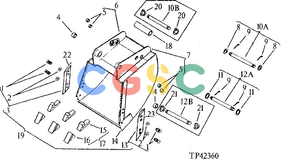 约翰迪尔零件查询401C - BACKHOE, LOADER CEMETERY BUCKET 36" (914MM) (9250 BACKHOE) [02F01]EPC John Deere online