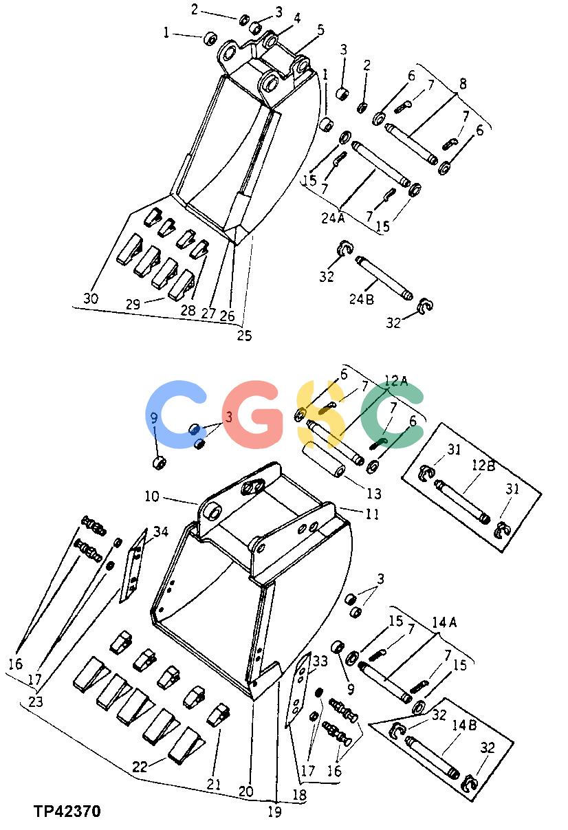 约翰迪尔零件查询92 - BACKHOE STANDARD BUCKETS (WITH STRAIGHT PIVOT PLATES) [B19]EPC John Deere online