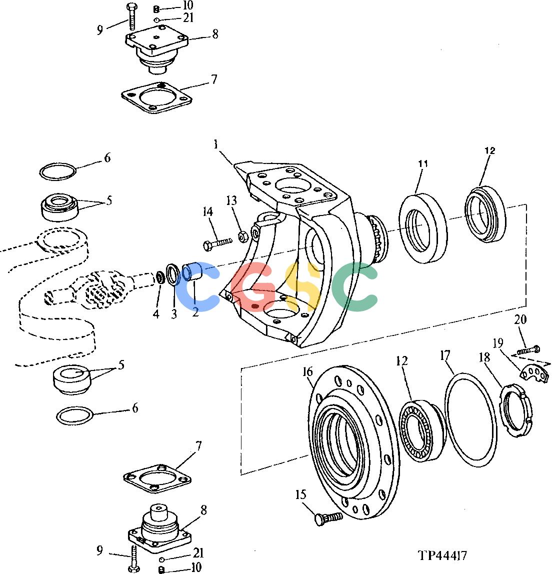 约翰迪尔零件查询410D - BACKHOE, LOADER Joint Steering Housing And Hub Assembly (w/MFWD) ( - 796854)EPC John Deere online