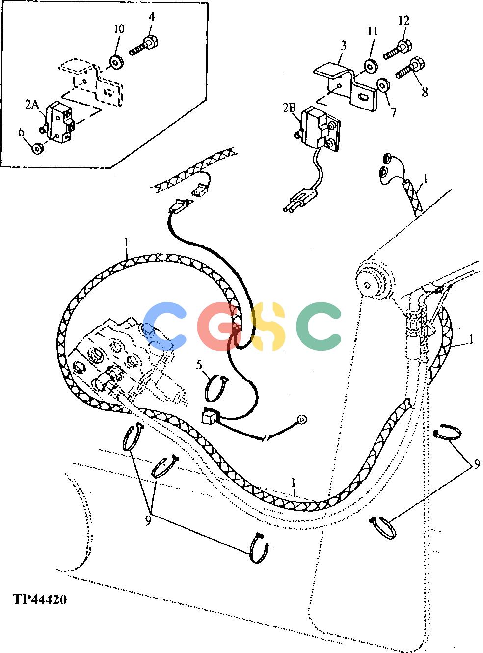 约翰迪尔零件查询315CH - BACKHOE, LOADER LOADER CONTROL VALVE RETURN-TO-DIG WIRE HARNESS AND SWITCH [01G09]EPC John Deere online