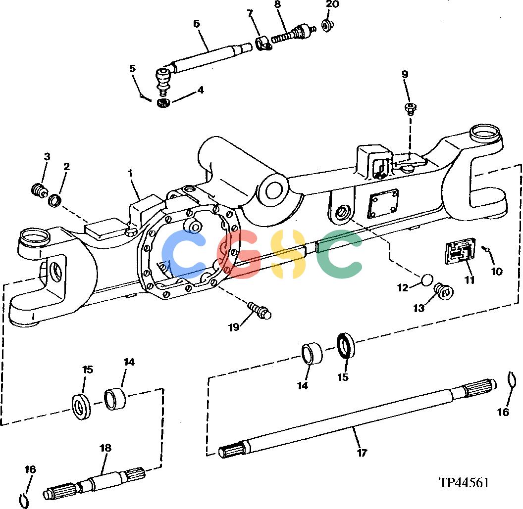 约翰迪尔零件查询410D - BACKHOE, LOADER Axle Casing With Shafts And Track Rods (w/MFWD) ( - 796854)EPC John Deere online
