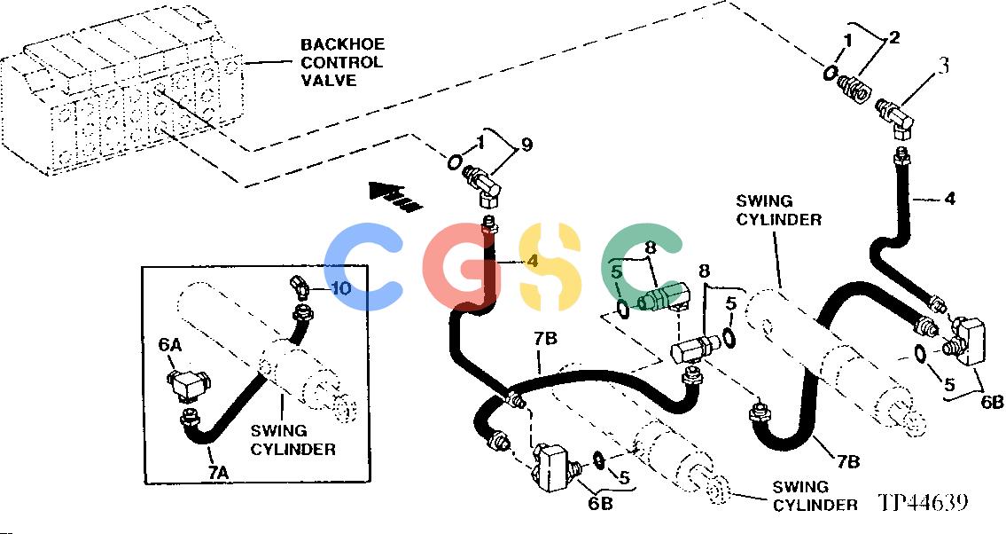 约翰迪尔零件查询401C - BACKHOE, LOADER OIL LINES AND FITTINGS CONTROL VALVE TO SWING CYLINDERS CONTROL VALVE TO SWING CYLINDERS (9250-A BACEPC John Deere online