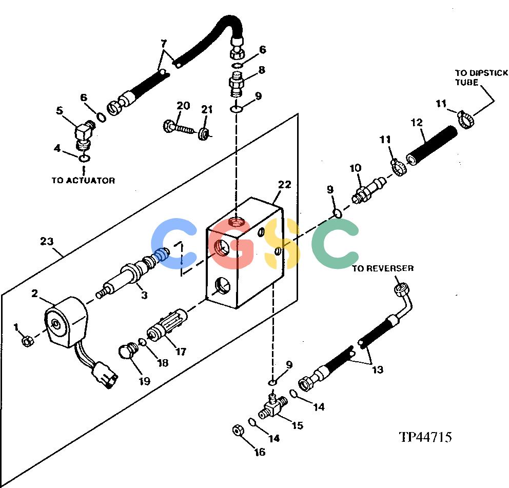 约翰迪尔零件查询410D - BACKHOE, LOADER PARK BRAKE SOLENOID VALVE AND FITTINGS (796855 - )EPC John Deere online