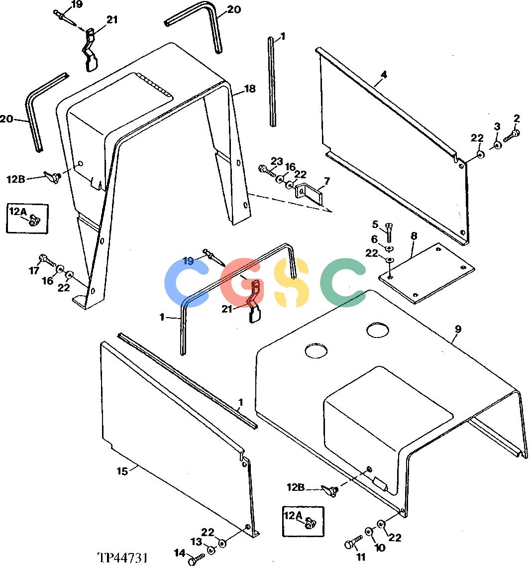 约翰迪尔零件查询300D - BACKHOE, LOADER Hood And Engine Side Shields ( - 814526)EPC John Deere online