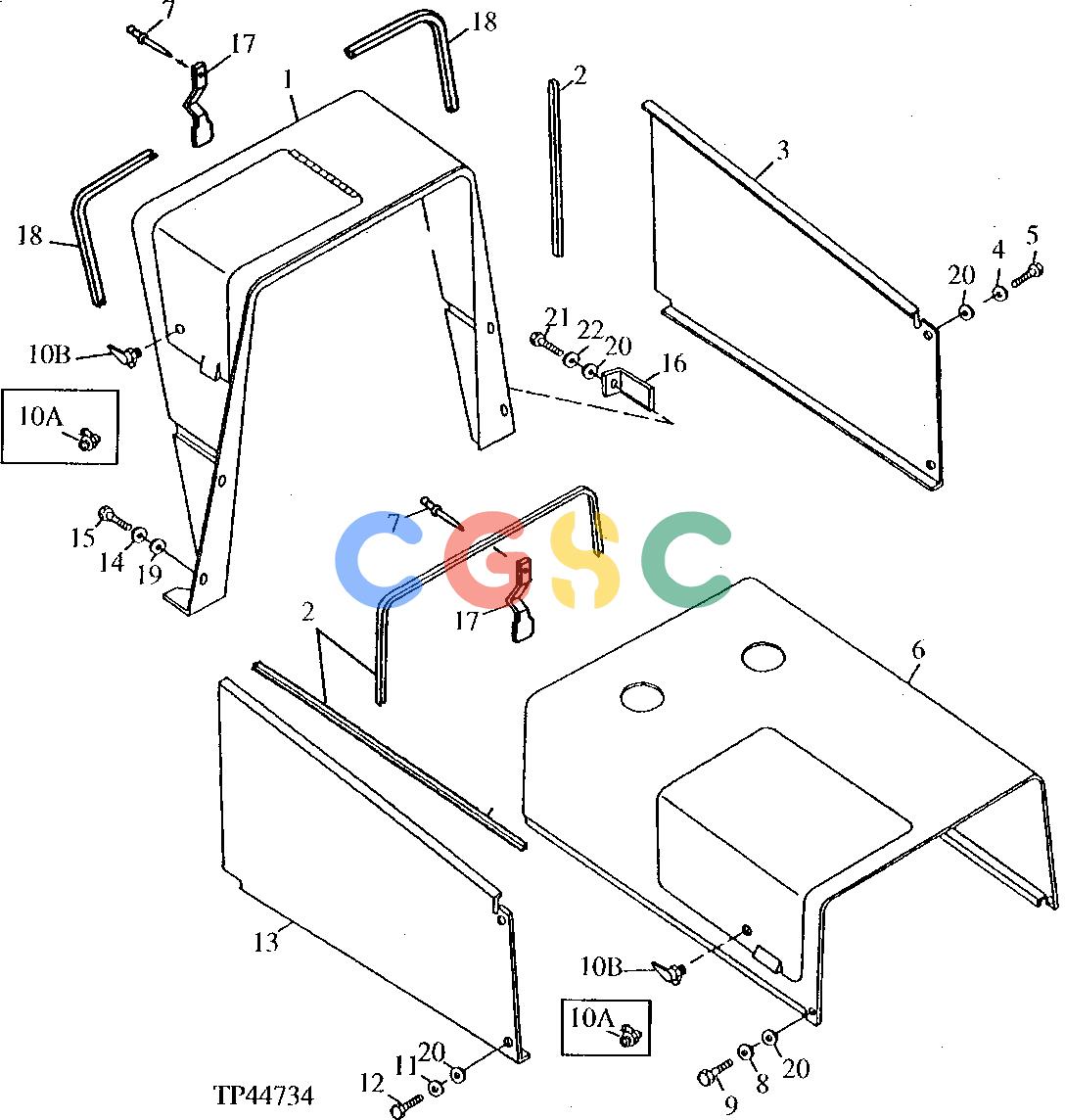 约翰迪尔零件查询410D - BACKHOE, LOADER HOOD AND ENGINE SIDE SHIELDS ( - 801199)EPC John Deere online