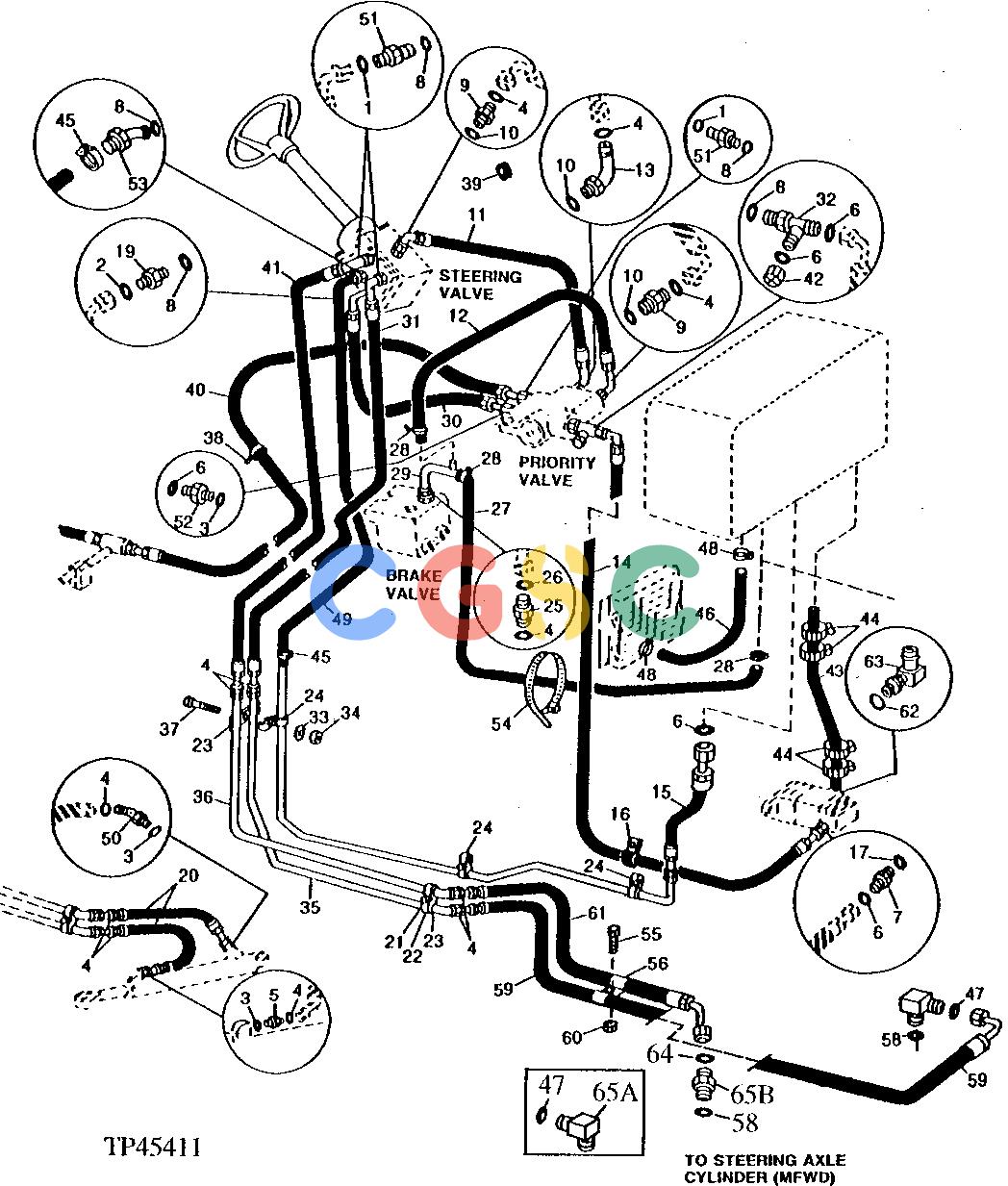 约翰迪尔零件查询210C - BACKHOE, LOADER Steering Hydraulic Hoses And Lines (737488 - )EPC John Deere online