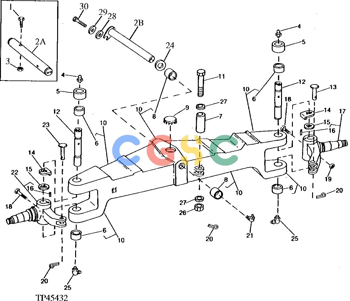 约翰迪尔零件查询410D - BACKHOE, LOADER Front Axle, Spindle And Knuckle Assembly (W/O MFWD)EPC John Deere online