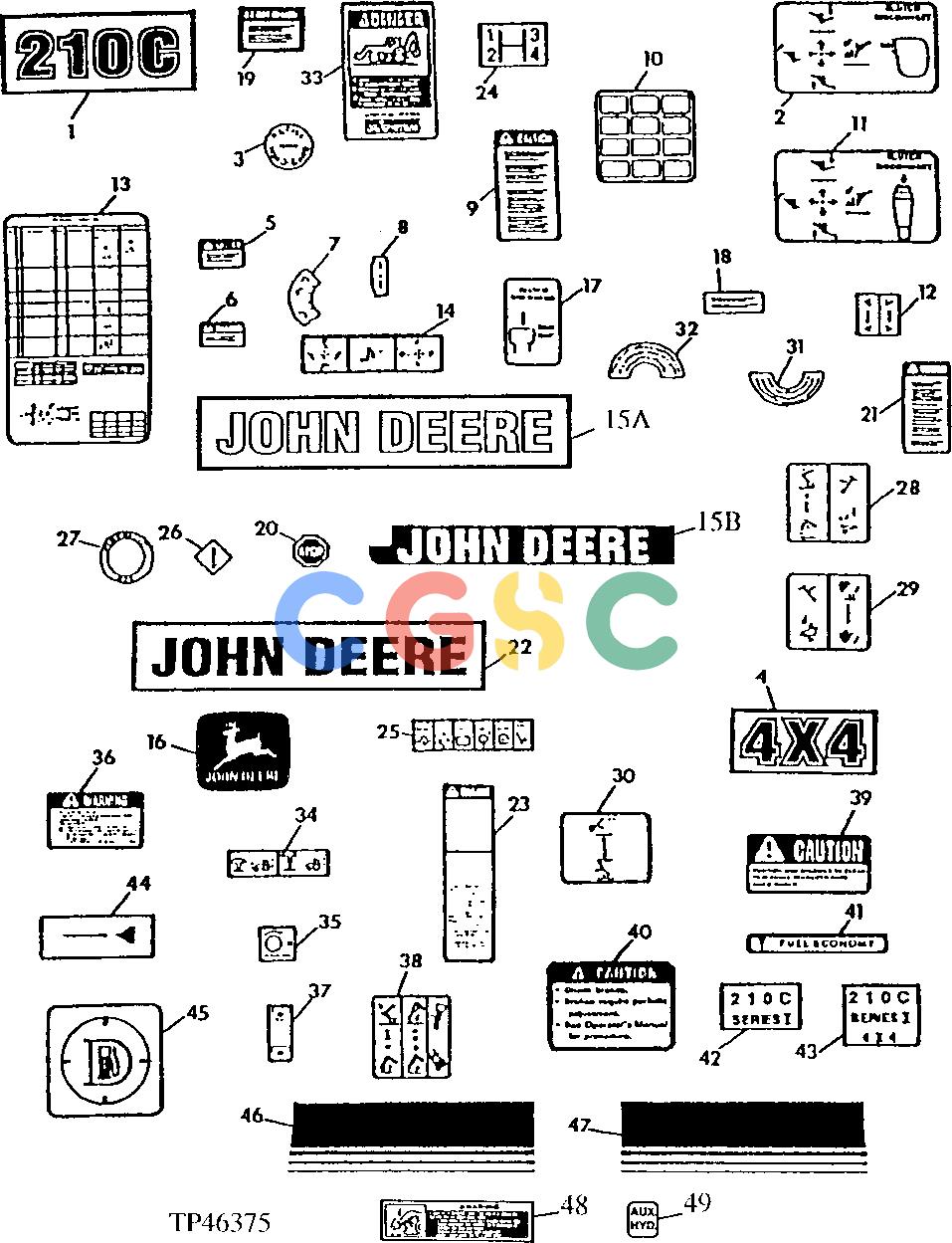 约翰迪尔零件查询210C - BACKHOE, LOADER Decals and Labels (787297 - )EPC John Deere online