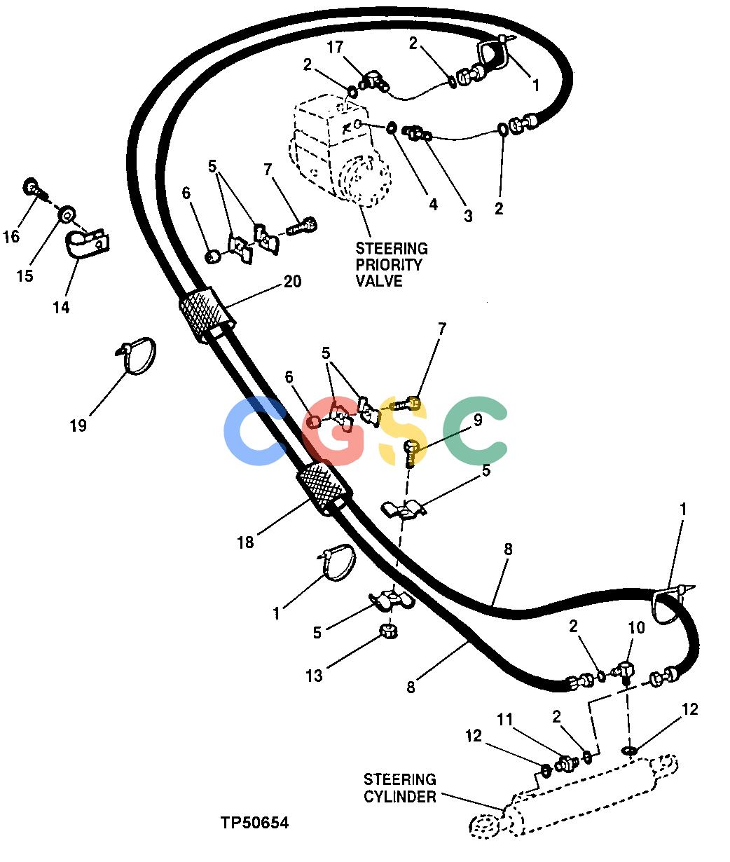 约翰迪尔零件查询410E - BACKHOE, LOADER Steering Hydraulics (w/o MFWD)EPC John Deere online