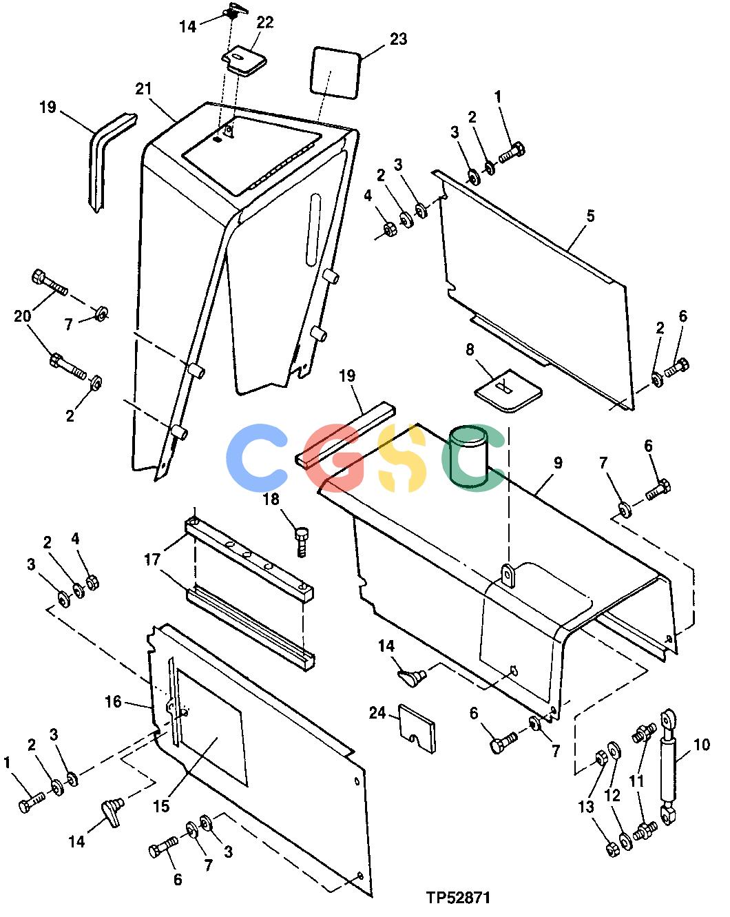 约翰迪尔零件查询410E - BACKHOE, LOADER Cover (Engine Compartment)EPC John Deere online