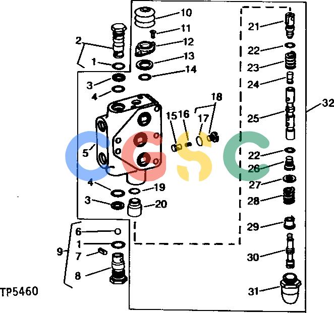 约翰迪尔零件查询300B - BACKHOE, LOADER BOOM SECTION OF LOADER CONTROL VALVE (SERIAL NO. 259738- ) [02E06]EPC John Deere online
