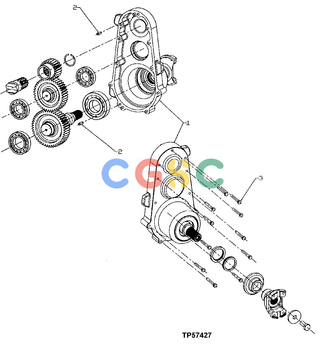 约翰迪尔零件查询1400 - AXLE YZ105673 Power Take Off Transmission Case With Winch (DD)EPC John Deere online
