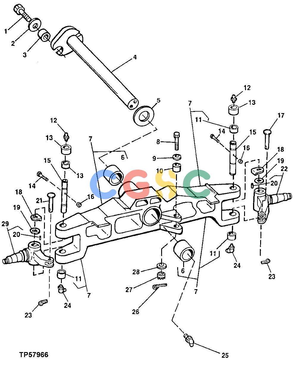 约翰迪尔零件查询410G - BACKHOE, LOADER Front Axle, Spindle And Knuckle Assembly (W/O MFWD) ( - 911131)EPC John Deere online