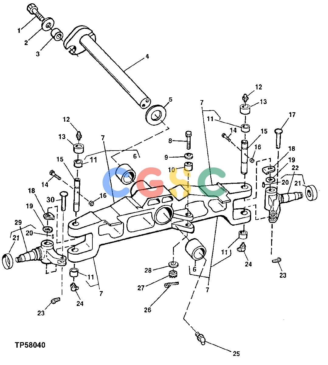 约翰迪尔零件查询310G - BACKHOE, LOADER Front Axle, Spindle And Knuckle Assembly (W/O MFWD) ( - 911131)EPC John Deere online