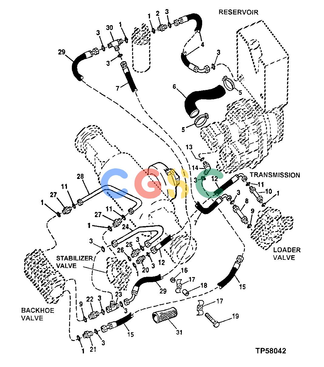 约翰迪尔零件查询310E - BACKHOE, LOADER Main Hydraulic SystemEPC John Deere online
