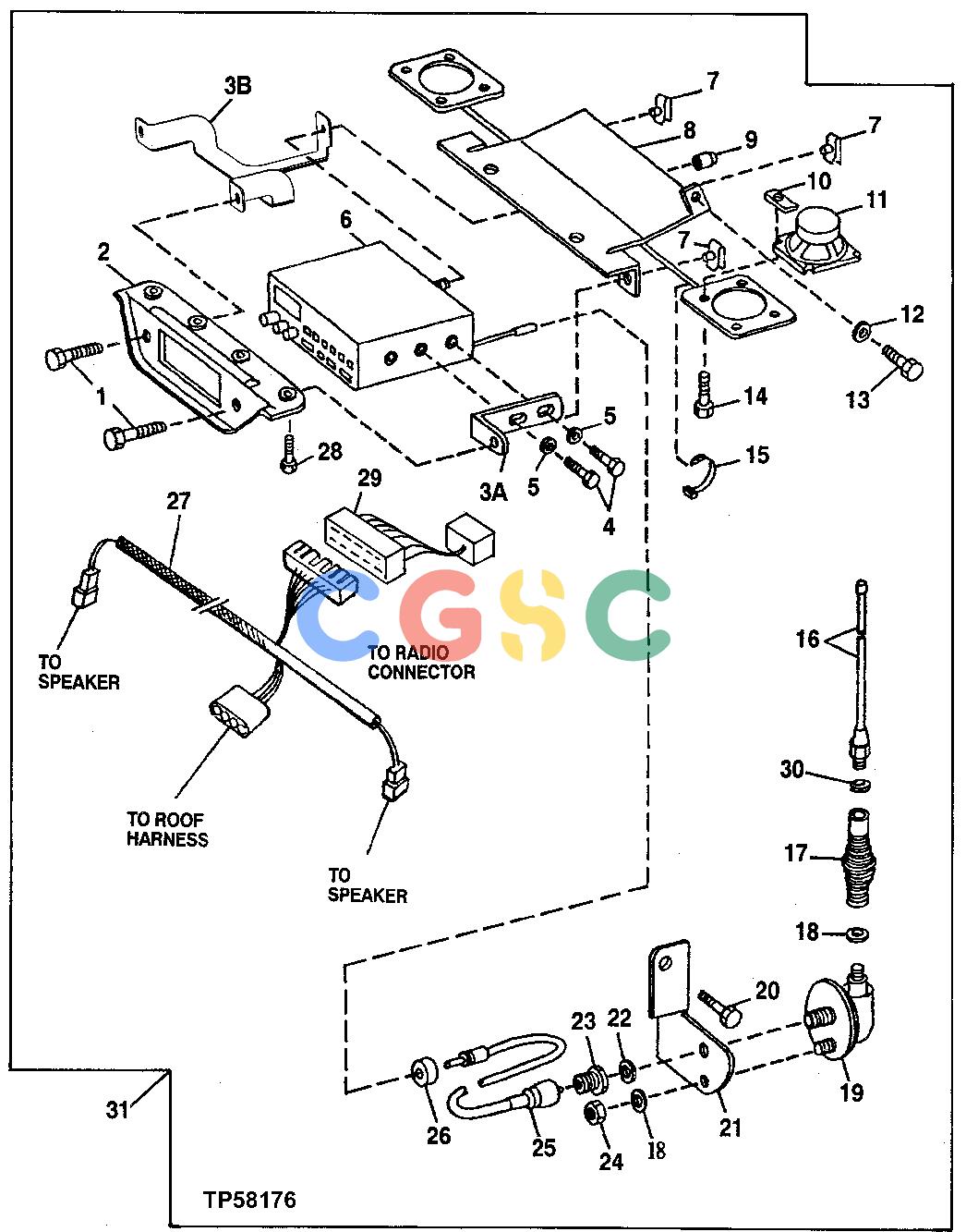 约翰迪尔零件查询410E - BACKHOE, LOADER Radio, Antenna, Speakers and Wire Harness (For Use w/ Cab Only)EPC John Deere online