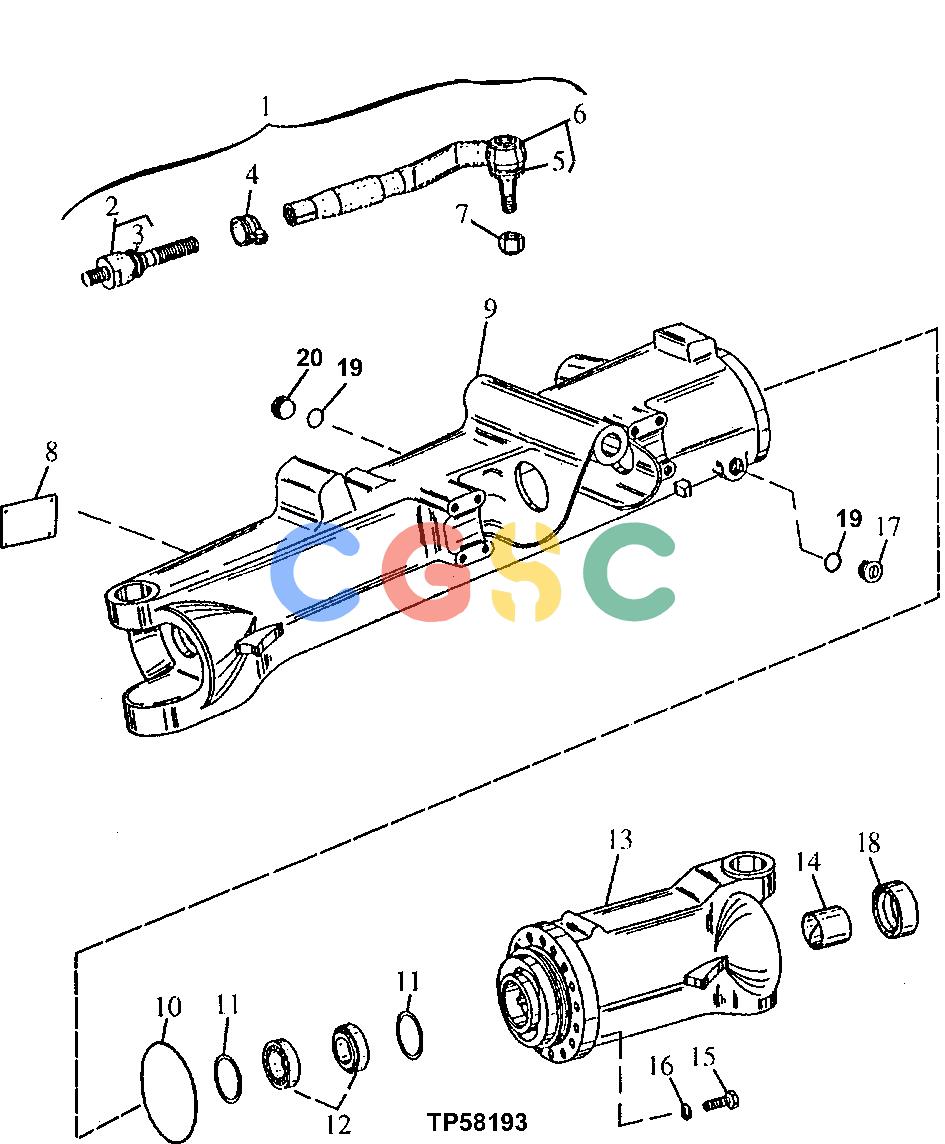 约翰迪尔零件查询410G - BACKHOE, LOADER Front Axle Housing and Tie Rods (w/ MFWD)EPC John Deere online