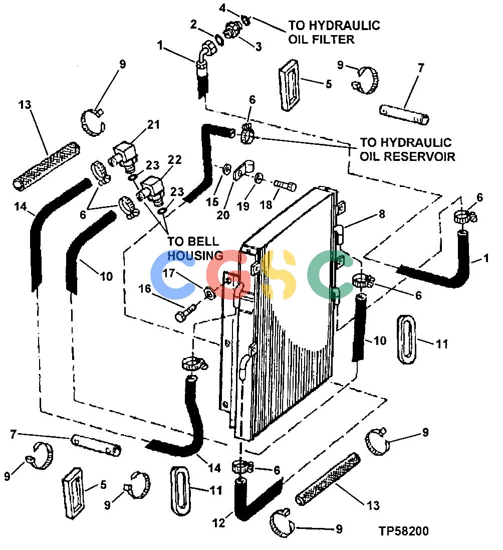 约翰迪尔零件查询410E - BACKHOE, LOADER Hydraulic Oil Cooler and HosesEPC John Deere online