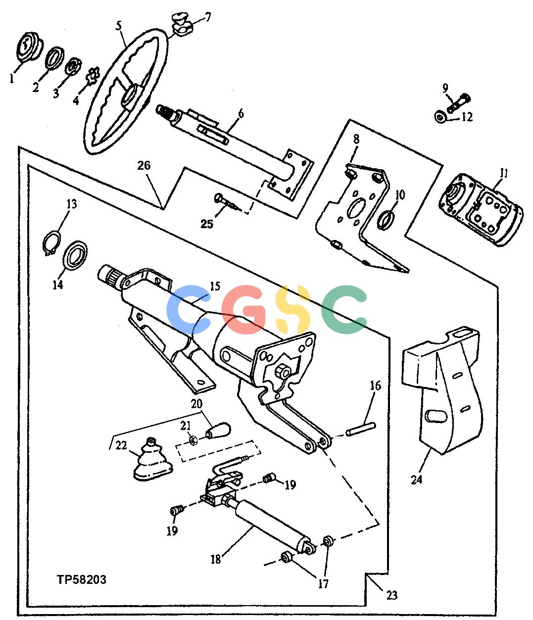 约翰迪尔零件查询310E - BACKHOE, LOADER STEERING WHEEL, VALVE, AND COLUMNEPC John Deere online