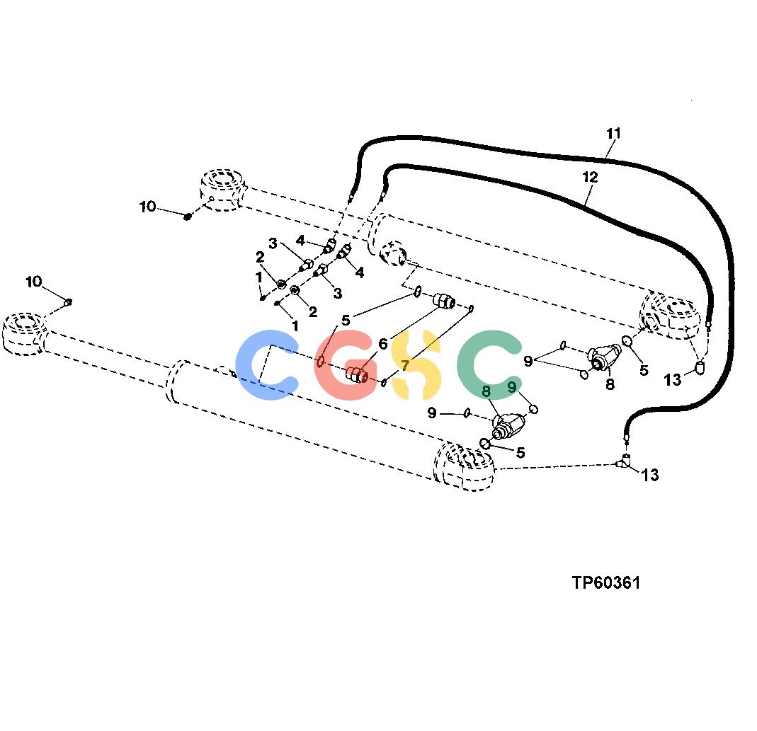 约翰迪尔零件查询RE160302 - AXLE STEERING CYLINDER FITTINGS AND LUBRICATION HOSES (S.N. -618145)EPC John Deere online