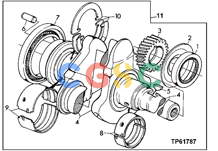 约翰迪尔零件查询410 - BACKHOE, LOADER REPLACEMENT CRANKSHAFT KIT CRANKSHAFT ,BEARING KIT(SHORT NOSE) [01B22]EPC John Deere online