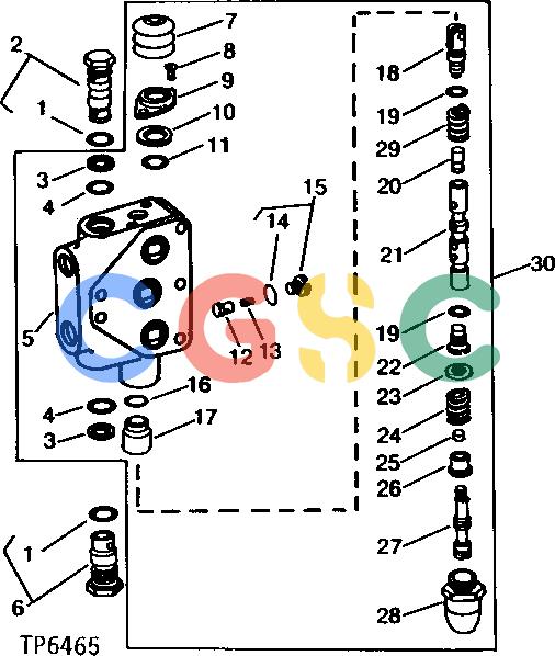 约翰迪尔零件查询300B - BACKHOE, LOADER BUCKET SECTION OF LOADER CONTROL VALVE (SERIAL NO. 259738- ) [02E07]EPC John Deere online