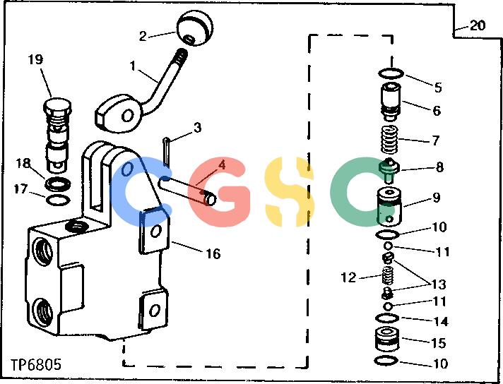 约翰迪尔零件查询9500 - BACKHOE LOCKING CONTROL VALVE [B16]EPC John Deere online