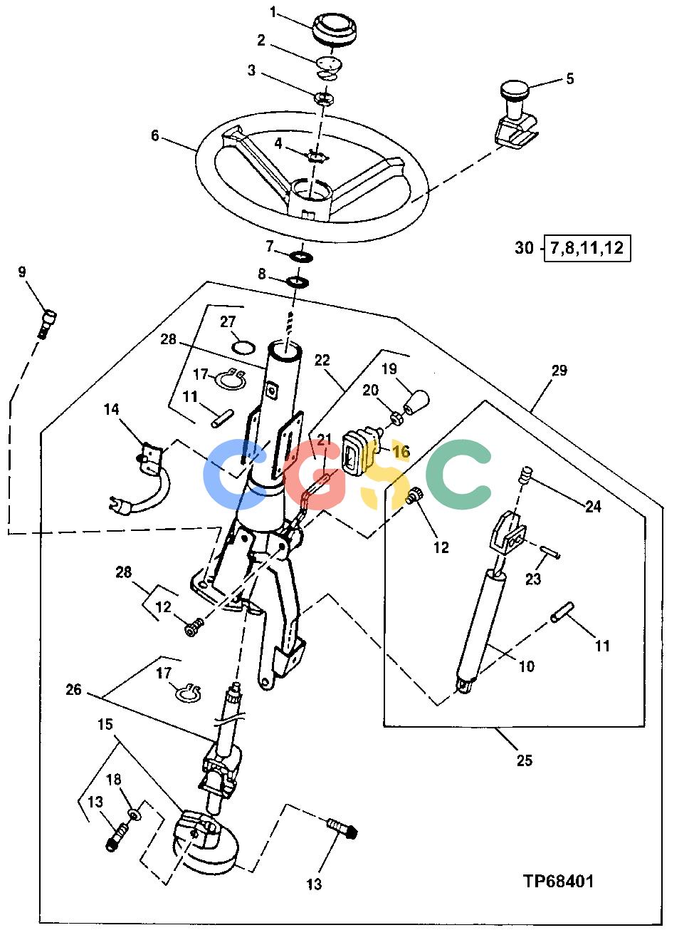 约翰迪尔零件查询RE160302 - AXLE STEERING WHEEL, COLUMN AND LINKAGE (SN. -590067)EPC John Deere online