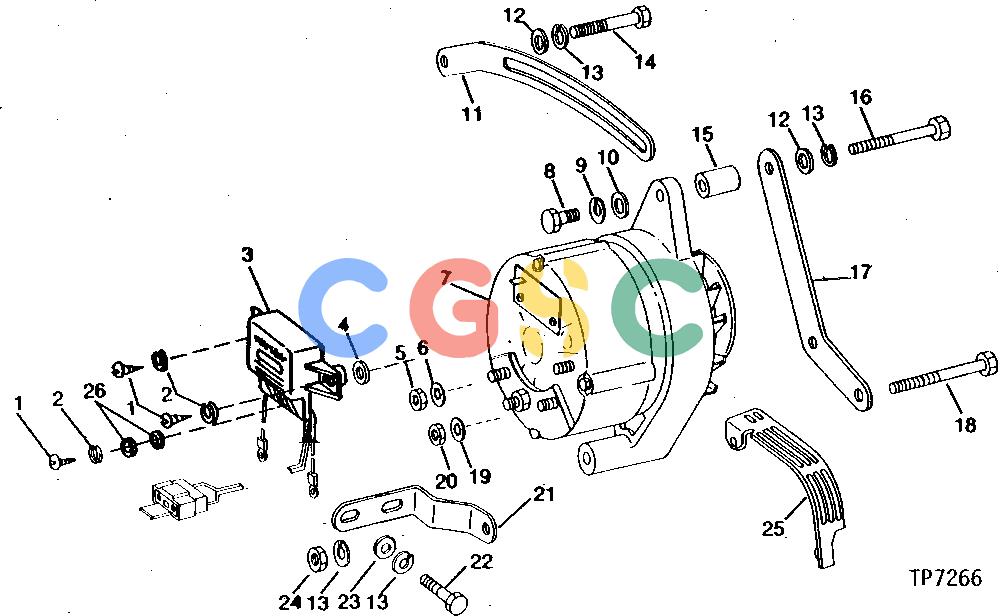 约翰迪尔零件查询410 - BACKHOE, LOADER VOLTAGE REGULATOR AND ALTERNATOR ATTACHING PARTS [02E21]EPC John Deere online