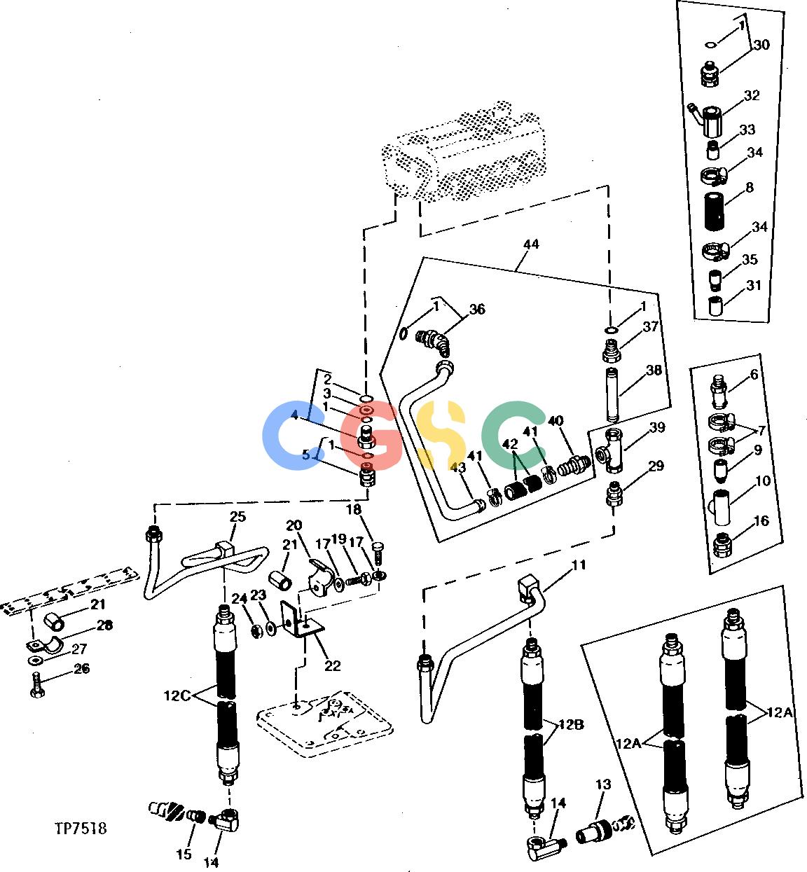 约翰迪尔零件查询9300 - BACKHOE OIL LINES AND FITTINGS-QUICK COUPLERS TO LOADER CONTROL VALVE (WITH STEEL TUBES) (SERIAL NO. -EPC John Deere online