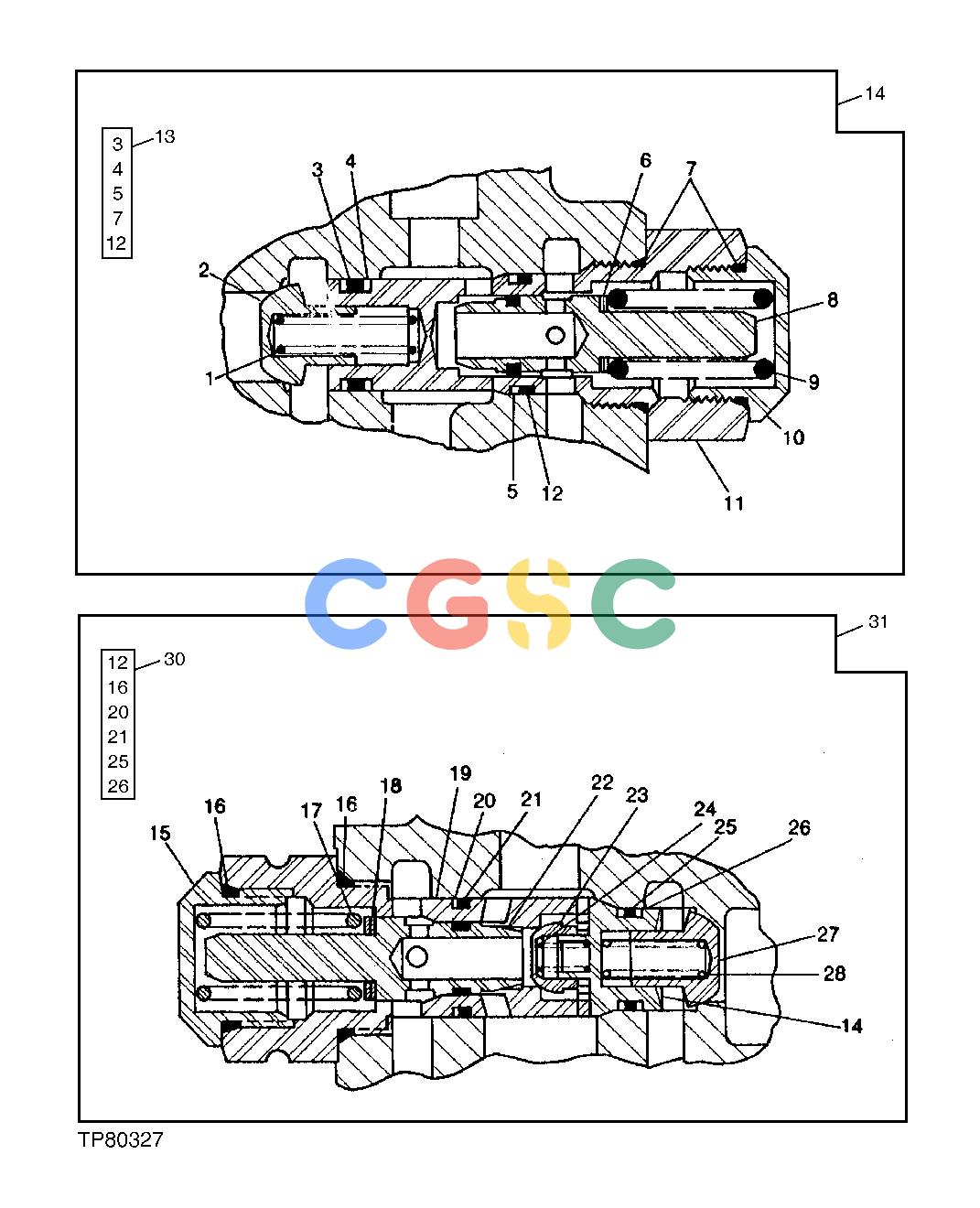 约翰迪尔零件查询210C - BACKHOE, LOADER Relief Valves (Loader Control Valve Third Function Section)EPC John Deere online