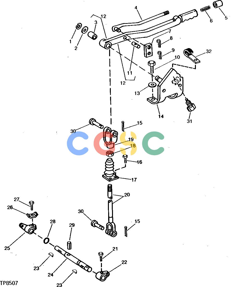 约翰迪尔零件查询410B - BACKHOE, LOADER PARKING BRAKE LEVER AND LINKAGE [01J11]EPC John Deere online