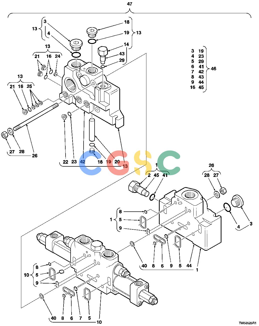 约翰迪尔零件查询1200 - AXLE Steering Valve Directional (Lever Steering)EPC John Deere online
