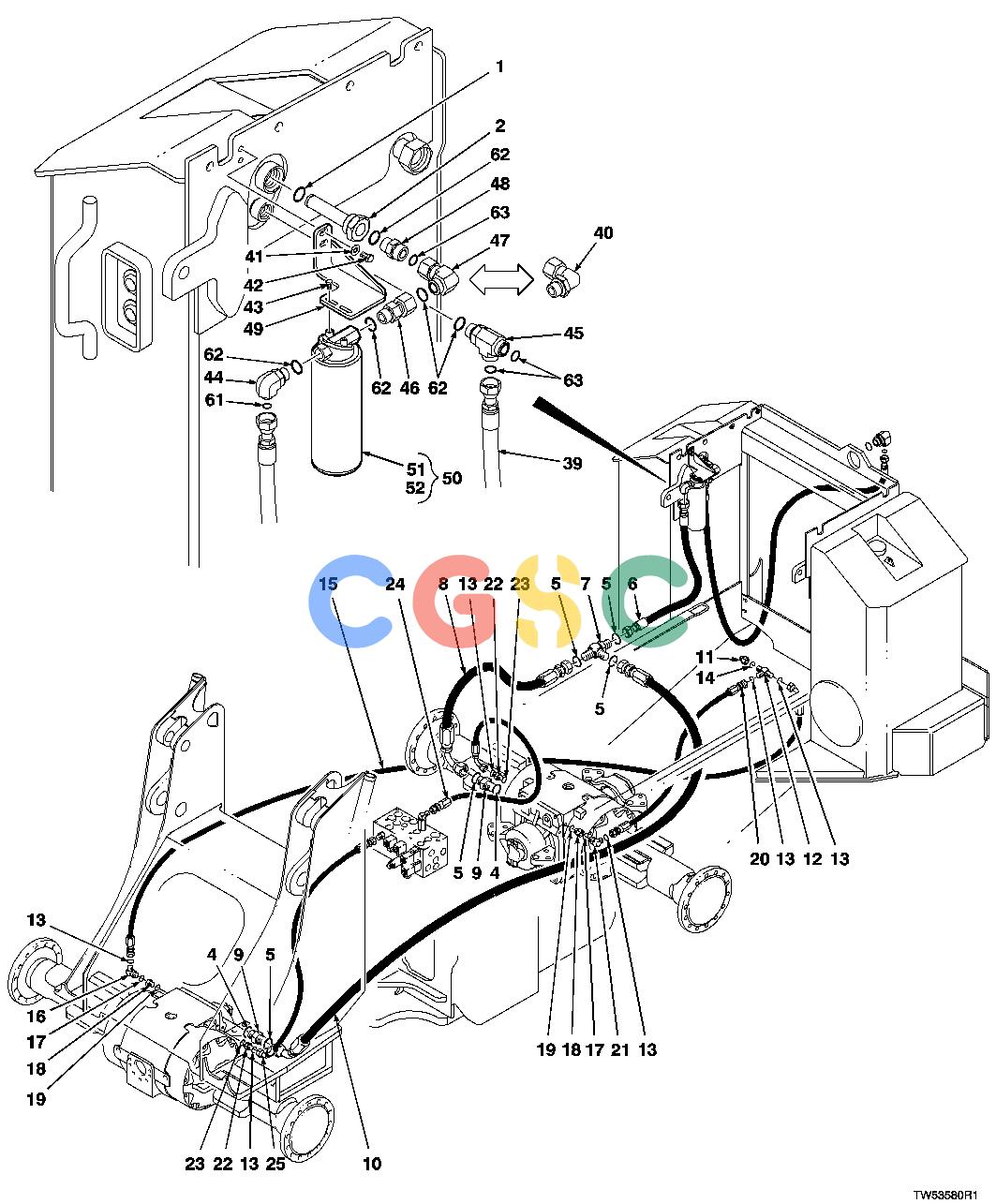约翰迪尔零件查询1200 - AXLE DIFFERENTIAL LOCK PLUMBING (643H/843H/740/840 - SHEAR)EPC John Deere online