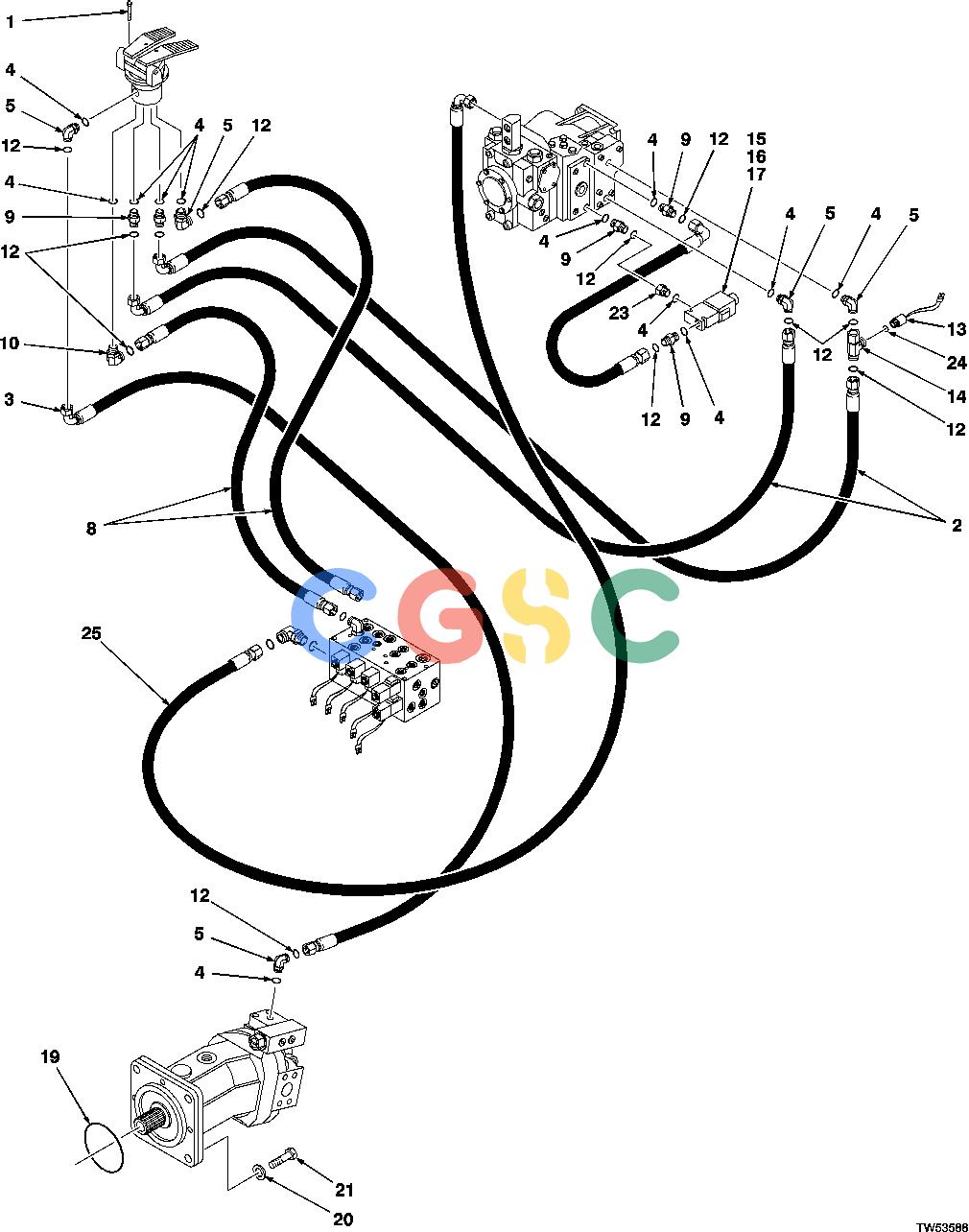 约翰迪尔零件查询1200 - AXLE HYDROSTATIC PILOT OIL LINES (643H/843H -880999) (740/840 -001999)EPC John Deere online