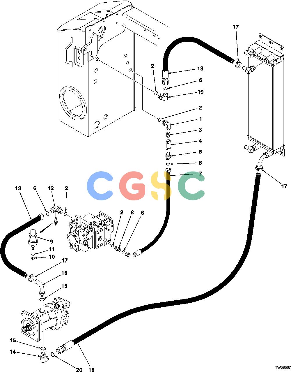 约翰迪尔零件查询1200 - AXLE HYDROSTATIC RETURN LINES (643H/740)EPC John Deere online