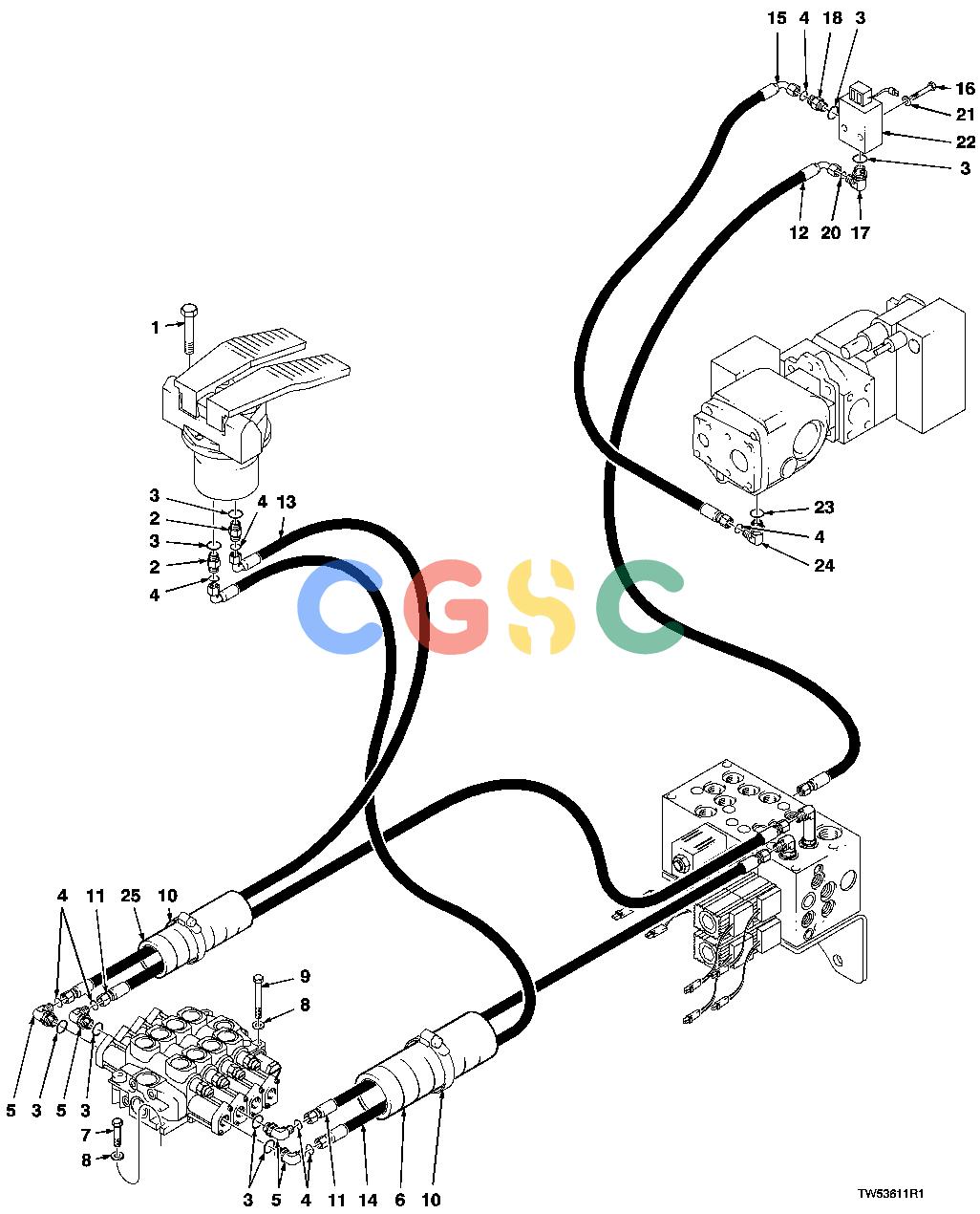 约翰迪尔零件查询1200 - AXLE PEDAL VALVE TO CONTROL VALVE PILOT HOSES (SAW)EPC John Deere online