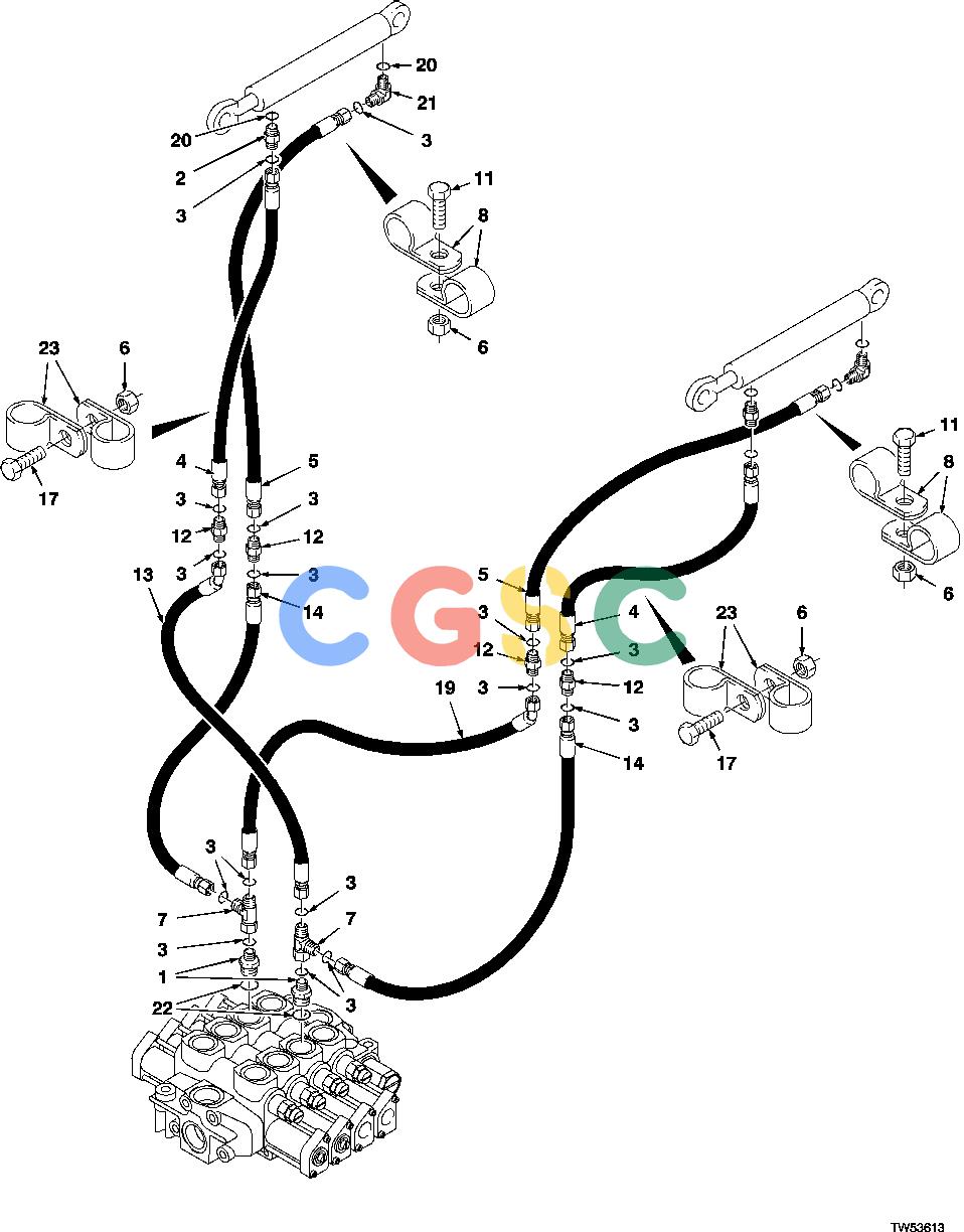 约翰迪尔零件查询1200 - AXLE TILT CYLINDER HOSES (SHEAR) (643H/740)EPC John Deere online