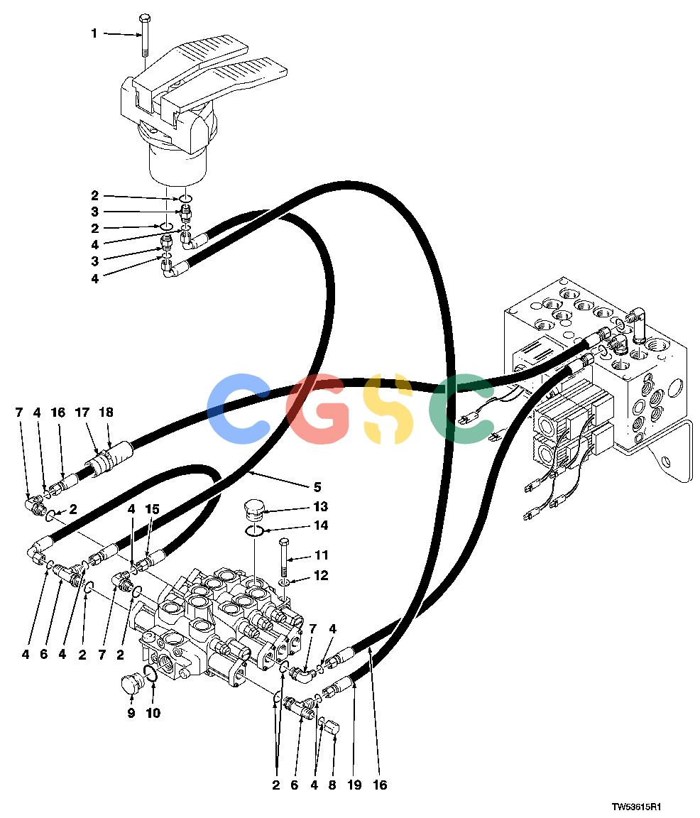 约翰迪尔零件查询1200 - AXLE PEDAL VALVE TO CONTROL VALVE PILOT HOSES (SHEAR) (643H/740)EPC John Deere online