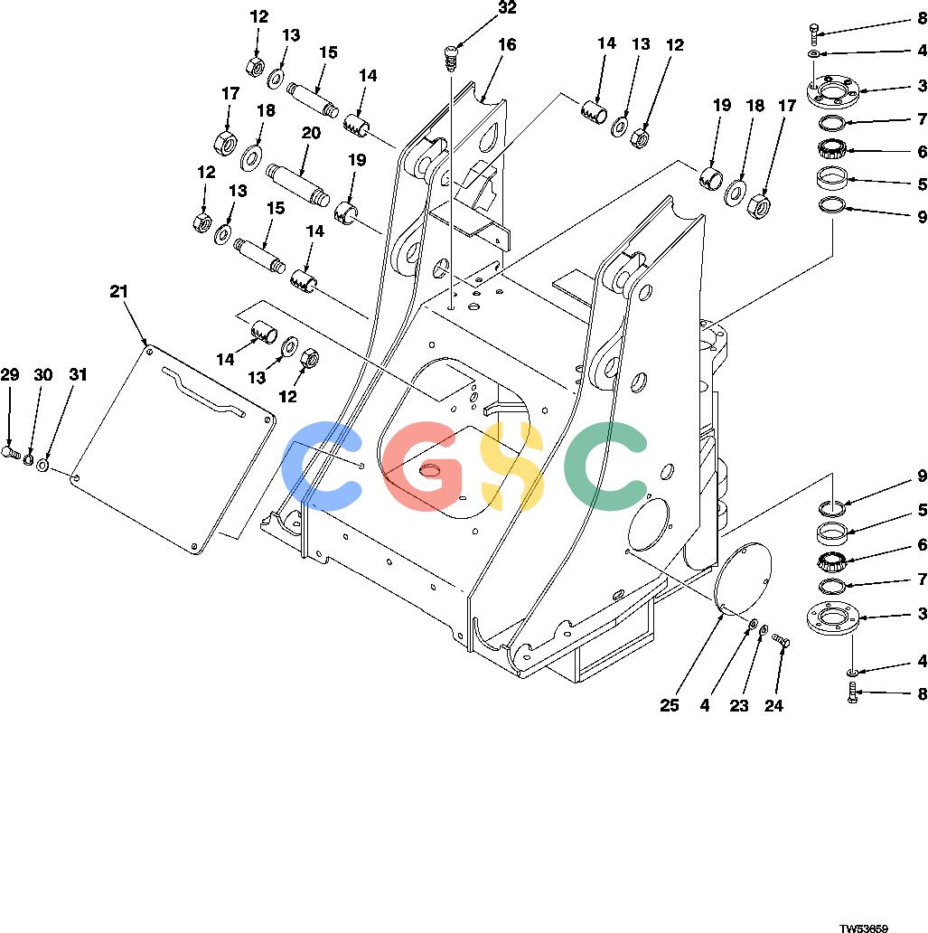 约翰迪尔零件查询1200 - AXLE FRONT FRAME (643H/843H, -882456, 882458-60) (740/840, -002212)EPC John Deere online