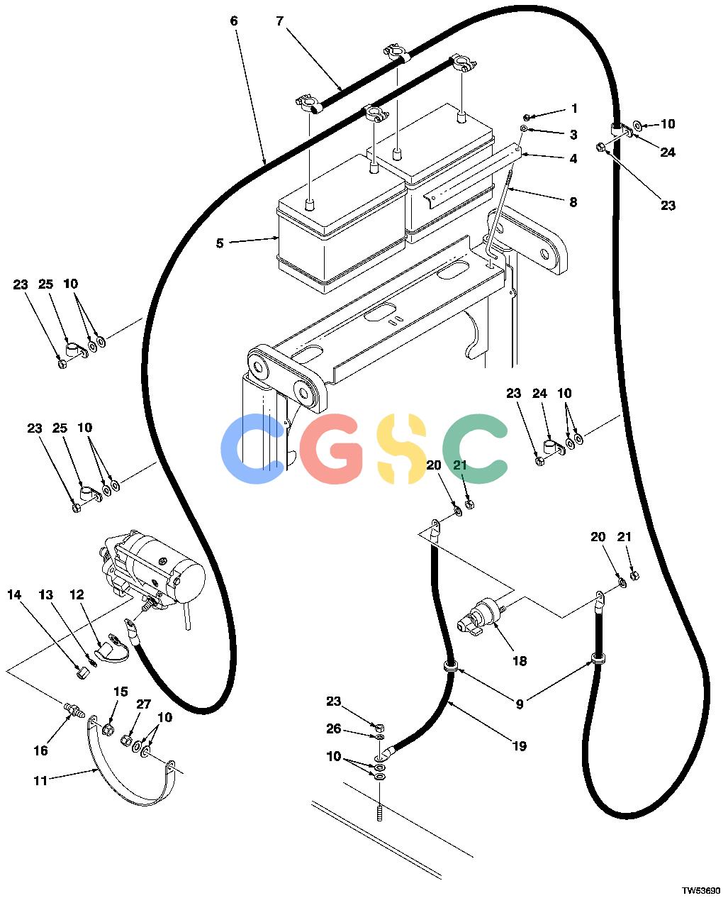 约翰迪尔零件查询1200 - AXLE Battery and CablesEPC John Deere online