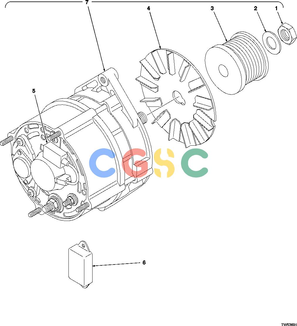 约翰迪尔零件查询1200 - AXLE ALTERNATOR (643H/843H, -880999) (740/840, -001999)EPC John Deere online