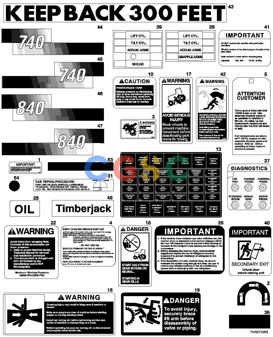 约翰迪尔零件查询1200 - AXLE Decals And Labels (740/840) (Outside Cab)EPC John Deere online