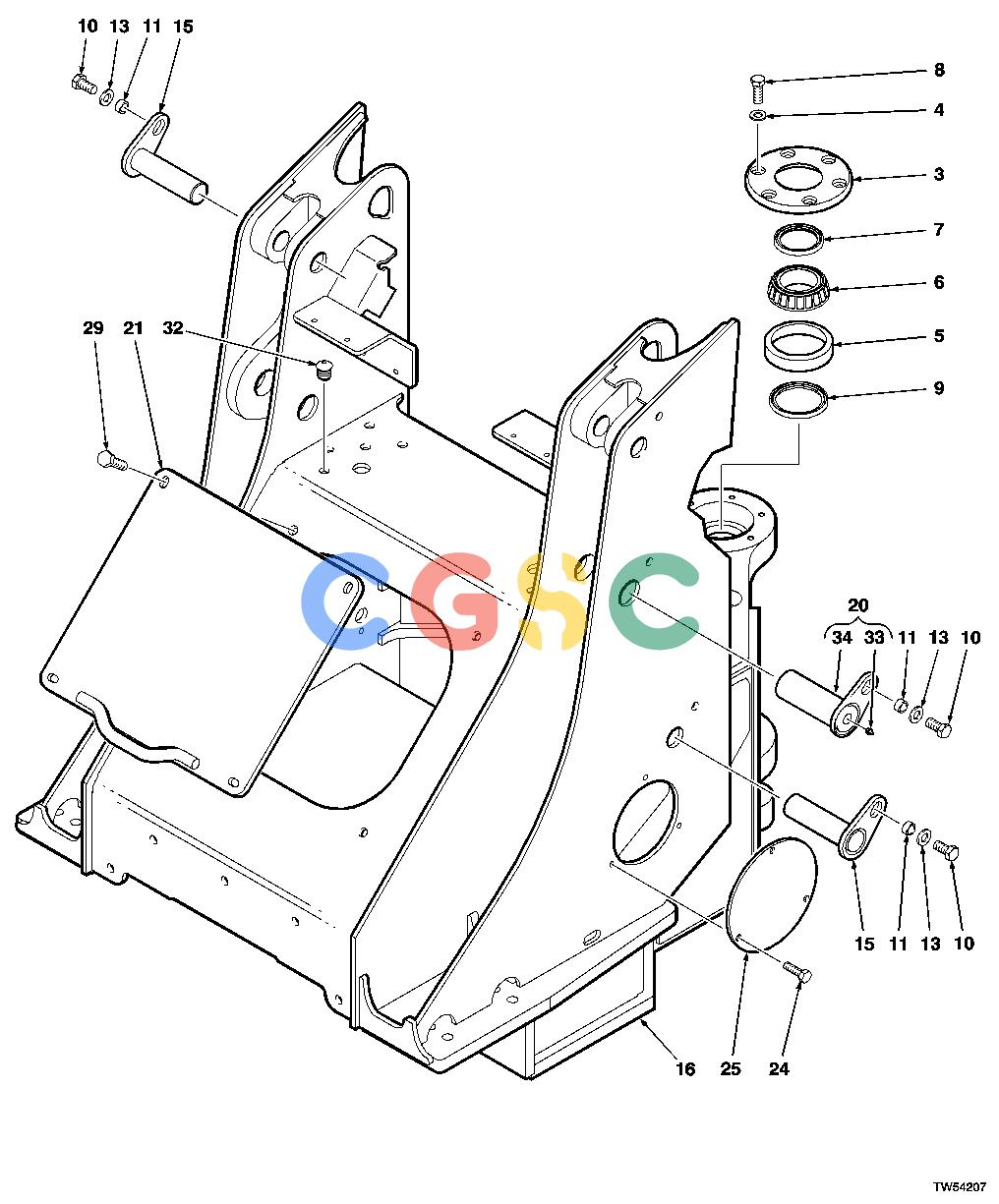 约翰迪尔零件查询1200 - AXLE FRONT FRAME (643H/843H, 882457, 882461- ) (740/840, 002213- )EPC John Deere online