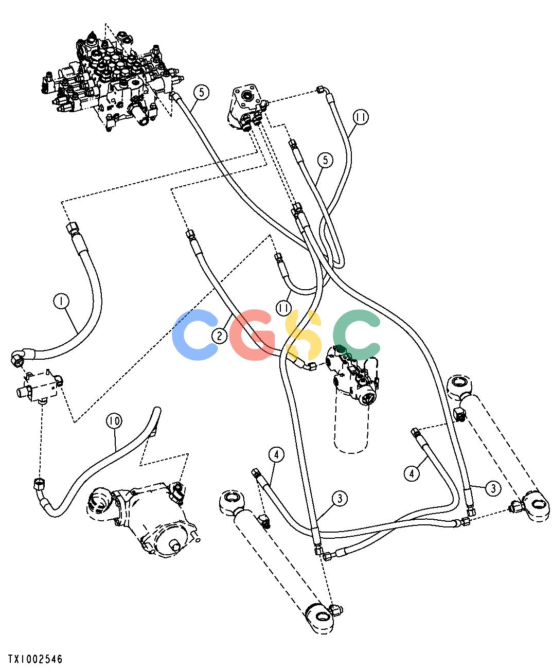 约翰迪尔零件查询YZ18992 - AXLE Steering Cylinder Hydraulic Hoses ( - 618425)EPC John Deere online