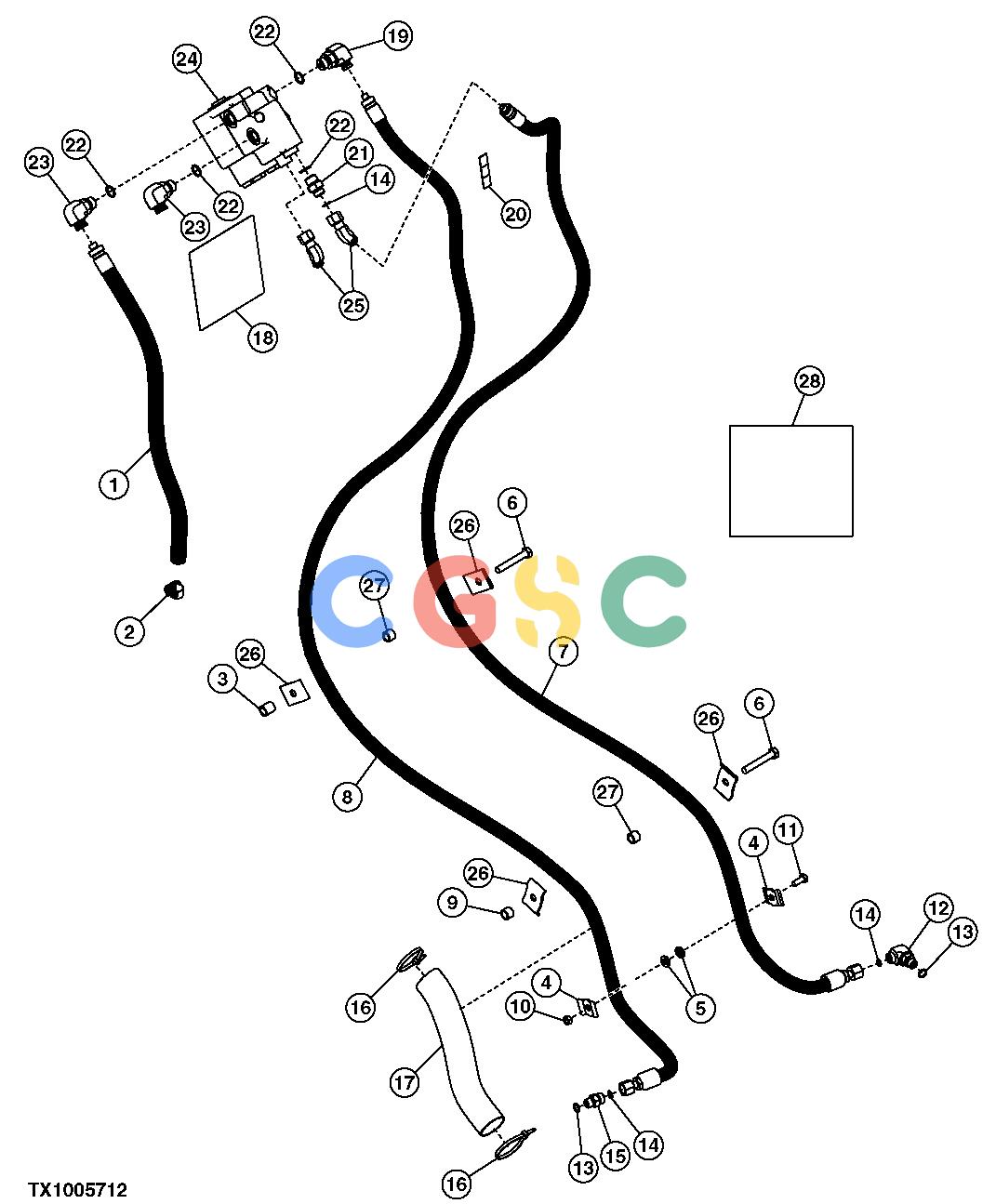 约翰迪尔零件查询410G - BACKHOE, LOADER Steering Hydraulics (w/o MFWD) ( - 911131)EPC John Deere online